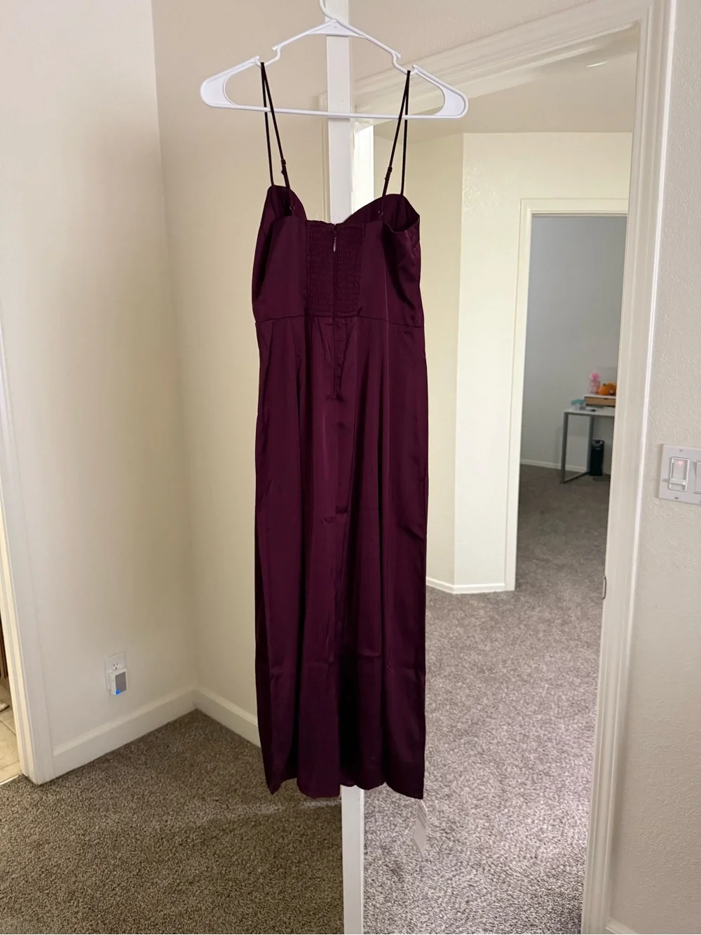 Abercrombie & Fitch Satin Maxi Slip Dress in Plum